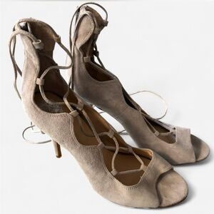 Vince Camuto Women's Beige Lace-Up Heels